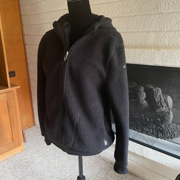 Spyder Black Lydia Sherpa Hooded Full Zip Jacket size M - Picture 3 of 15